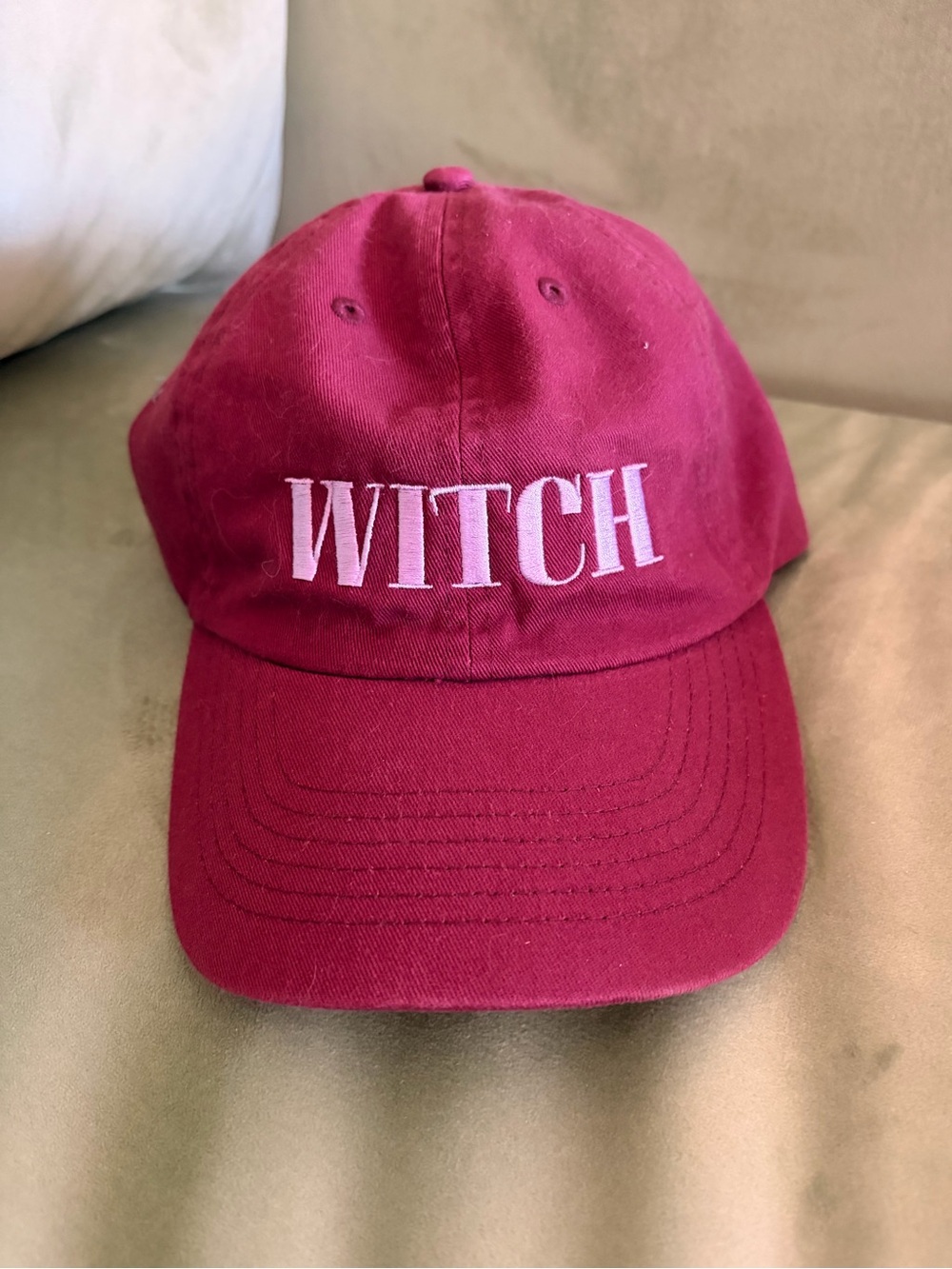 Social Goods “WITCH” Embroidered Baseball Cap - Wine